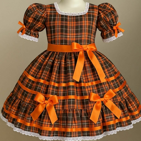 Vestido Junino Infantil Xadrez – Estilo & Tradição - comprar online
