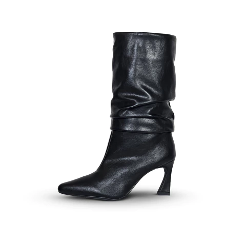 Bota Feminina Slouchy Salto Fino Cano Médio Preta - Antônia - comprar online