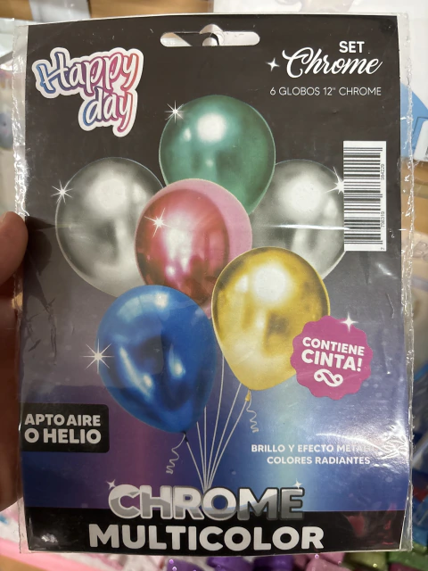 SET GLOBOS CHROME MULTICOLOR x 6u