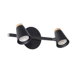 Aplique 2 Luz GU10 Barral 30cm Blanco Negro con Detalle Madera - comprar online