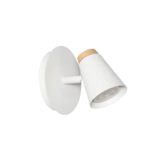 Aplique 1 Luz GU10 Base Ø12cm Blanco Negro con Detalle Madera - Artyluz