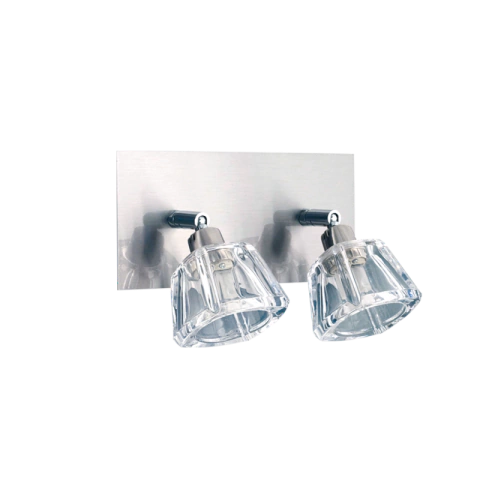 Aplique spot pared o techo KLAM 2 luces G9 base rectangular acero tulipa cristal orientable apto baño JS - comprar online