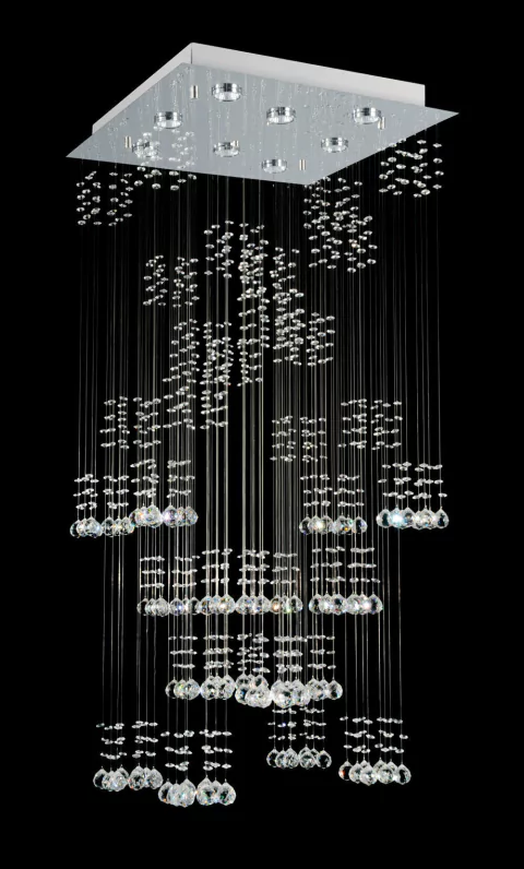 COLGANTE CRISTAL PLAFON LED CUBOS LARGOS BASE DE 54X54