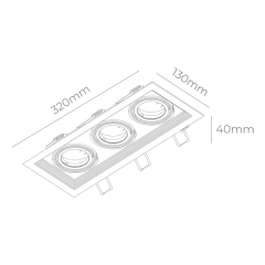 Embutido techo ECUA cardánico 3 luces led GU10 CANDIL