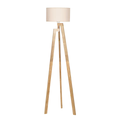 Lámpara de pie OLIVIA plegable E27 madera paraíso pantalla de lino trípode escandinava nórdica CARILUX - comprar online