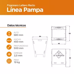 Imagen de FOGONERO Y PARRILLA ASADOR PAMPA LEÑERO DESMONTABLE CUADRADO LB
