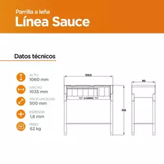 PARRILLA ASADOR DE PIE SAUCE SIN TAPA LB