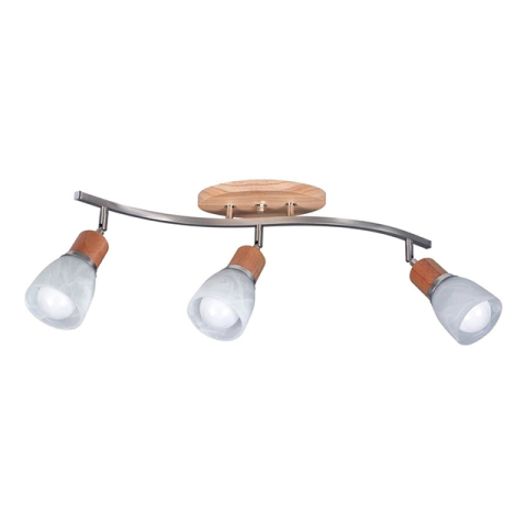 Aplique 3 Luces Riel Moderno Nordico Madera