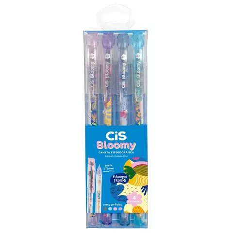 Kit 4 Canetas Esferográficas Bloomy 0.7mm Cis