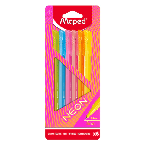 Caneta Fineliner 0.4mm Neon 6 cores Maped