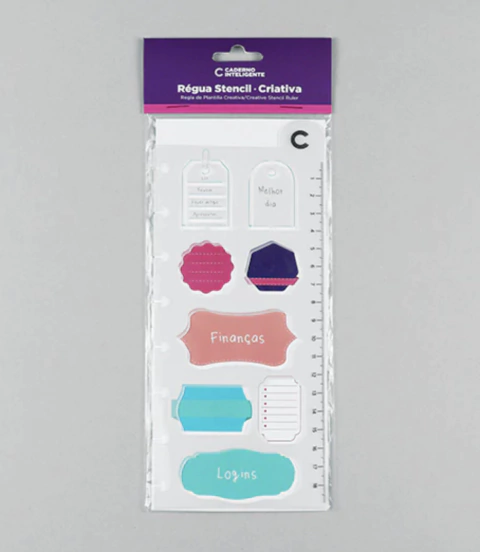 Régua Stencil Criativa Caderno Inteligente