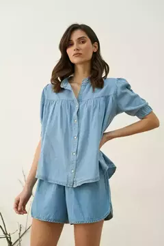Camisa Denim Manga 3/4