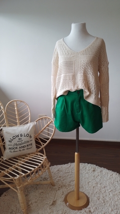 Short de Gabardina Verde - The Closet
