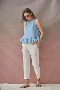 Blusa Denim con Volado - comprar online