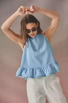 Blusa Denim con Volado