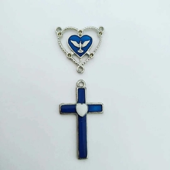 Conjunto para terço resinado - Azul marinho