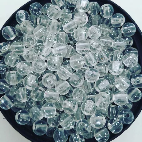 Bolinha 6mm de resina com glitter - Cor Prata