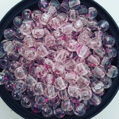 Bolinha 6mm de resina com glitter - Cor Rosa