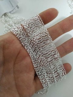 Corrente Elo Retangular Folheado a Prata 45 milésimos