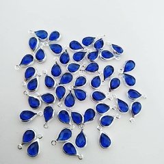 Pingentes Gota 6x8 folheados a 45 milésimos de prata - Cor Saphire