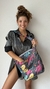 BOLSO DE CUERO REVERSIBLE - CARRIE - CELESTE CON DRAGON - comprar online