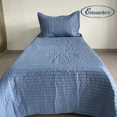 Cubrecama Cotton Touch 1 Plaza y 1/2 Azul - comprar online