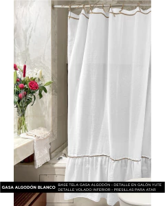 Cortina De Baño Gasa Algodon - Ensueños Hogar