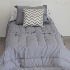 Acolchado Tusor 1 Plaza y 1/2 Color:Gris Perla - comprar online
