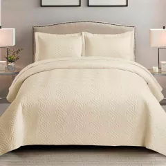Set Cubrecama Punzonado Twin Size Beige