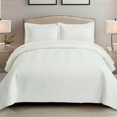 Set Cubrecama Punzonado Queen Size Off-White