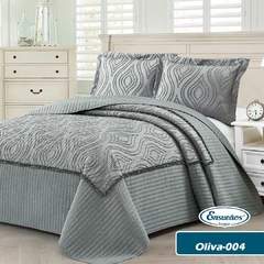 Cubrecama Olivia 004 Gris Queen Size