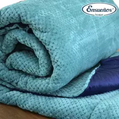 Acolchado Flannel Panal King Size Dark Aqua - Ensueños Hogar