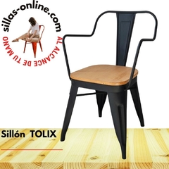 Banner de la categoría Sillón Tolix negro microtexturado Asiento de Madera