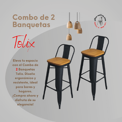 Banner de la categoría Combo de 2 Banqueta Tolix con respaldo asiento de madera MDI