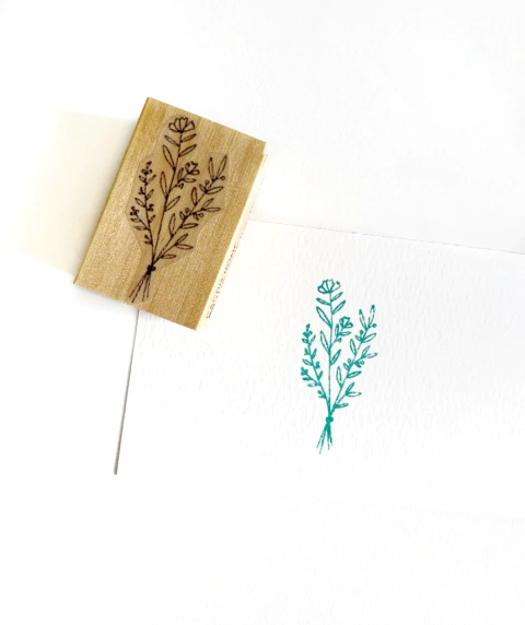 Carimbo - Ramo de cravos e folhas