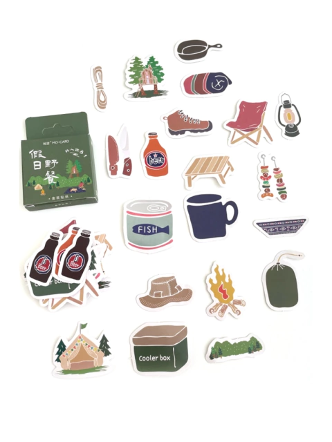 Caixinha de adesivos - Camping