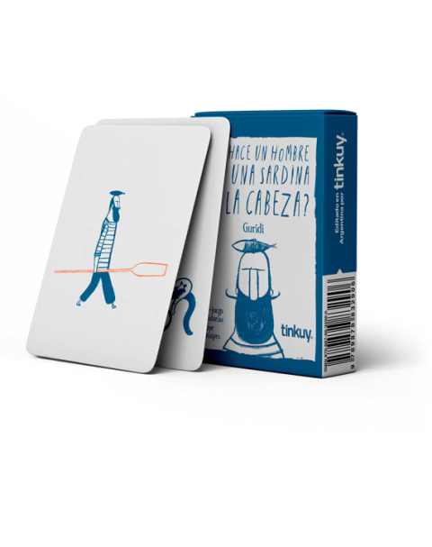 ¿ Qué hace un hombre con una sardina en la cabeza?