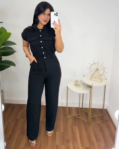 Macacão Pantalona Megan Preto - comprar online