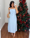 Vestido alça mídi Lusiane Azul - comprar online