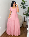 Vestido longo liso rose - comprar online