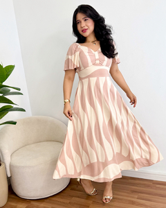 Vestido mídi estampa nude - comprar online