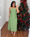 Vestido alça mídi Lusiane Verde Menta - comprar online