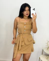 Conjunto alfaiataria Tânia Short Saia Nude - comprar online