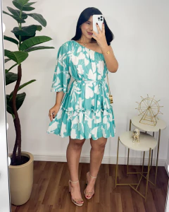 Vestido Nula Manga Mayla Estampa Verde - comprar online