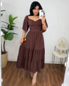 Vestido Mídi Carolina Marrom - comprar online