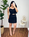 Conjunto alfaiataria short saia Preto
