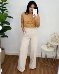 Calça Pantalona Loures Nude - comprar online