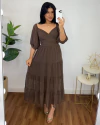 Vestido Mídi Marcela marrom - comprar online