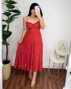 Vestido Mídi Hana telha - comprar online