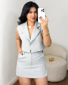 Conjunto short e saia amora cinza - comprar online